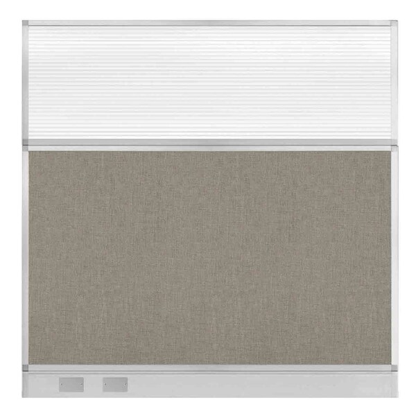 Hush Panel Cubicle Partition 6' x 6' W/ Warm Pebble Fabric Clear Fluted Window W/Cable Channel
